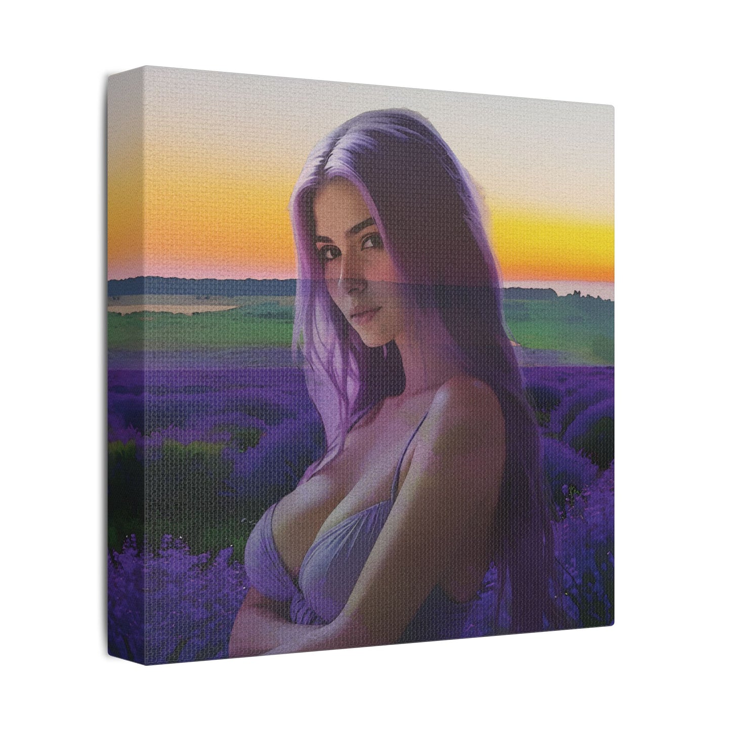 "Beautiful Lavender" – Dreamy Sunset Muse in Lavender Field Canvas Art