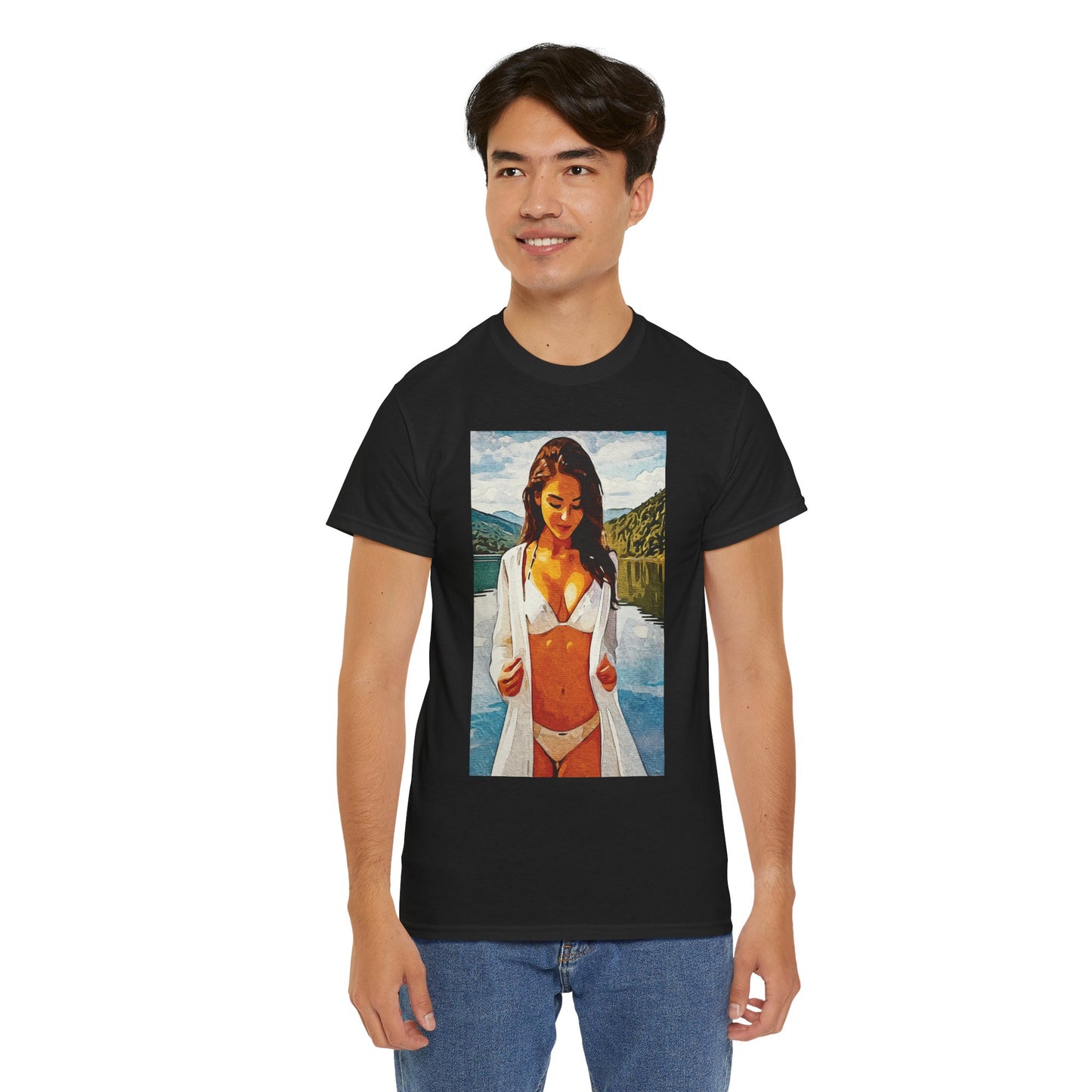 Beauty at the Lake — Sunlit Serenity for Casual Wear, Posters & Canvas - Summer Vibes Unisex Heavy Cotton Tee - Fun T-Shirt for Beach Lovers, Cute Casual Wear, Vacation Outfits, Graphic Tee for Parties, [...]