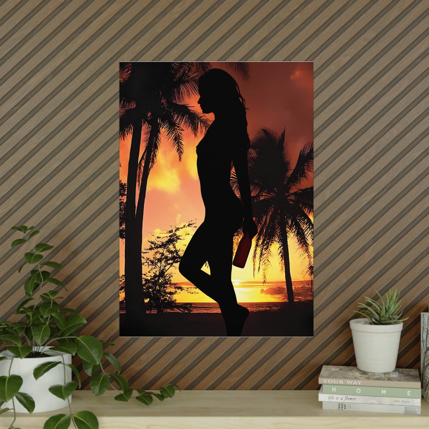 Sunset Silhouette Art Prints | Wall Decor, Home Decor, Gift Idea, Tropical Style, Beach Theme