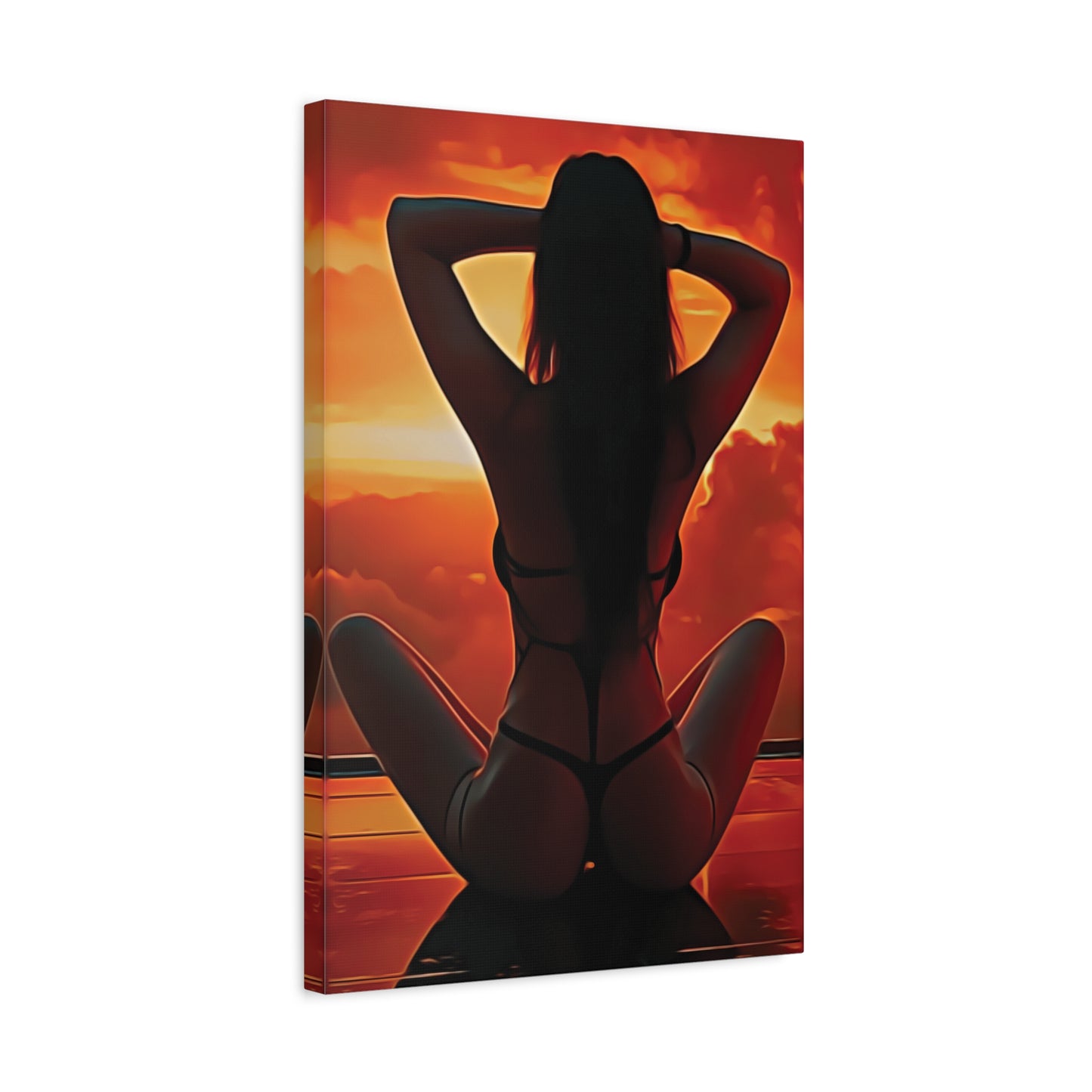 Golden Hour Serenity – Empowering Sunset Silhouette Inspiring Calm, Strength and Inner Freedom - Stretched Canvas Art Print - Sunset Silhouette, Wall Decor, Modern Home Art, Unique Gift, Bedroom Decor, Summer Vibes