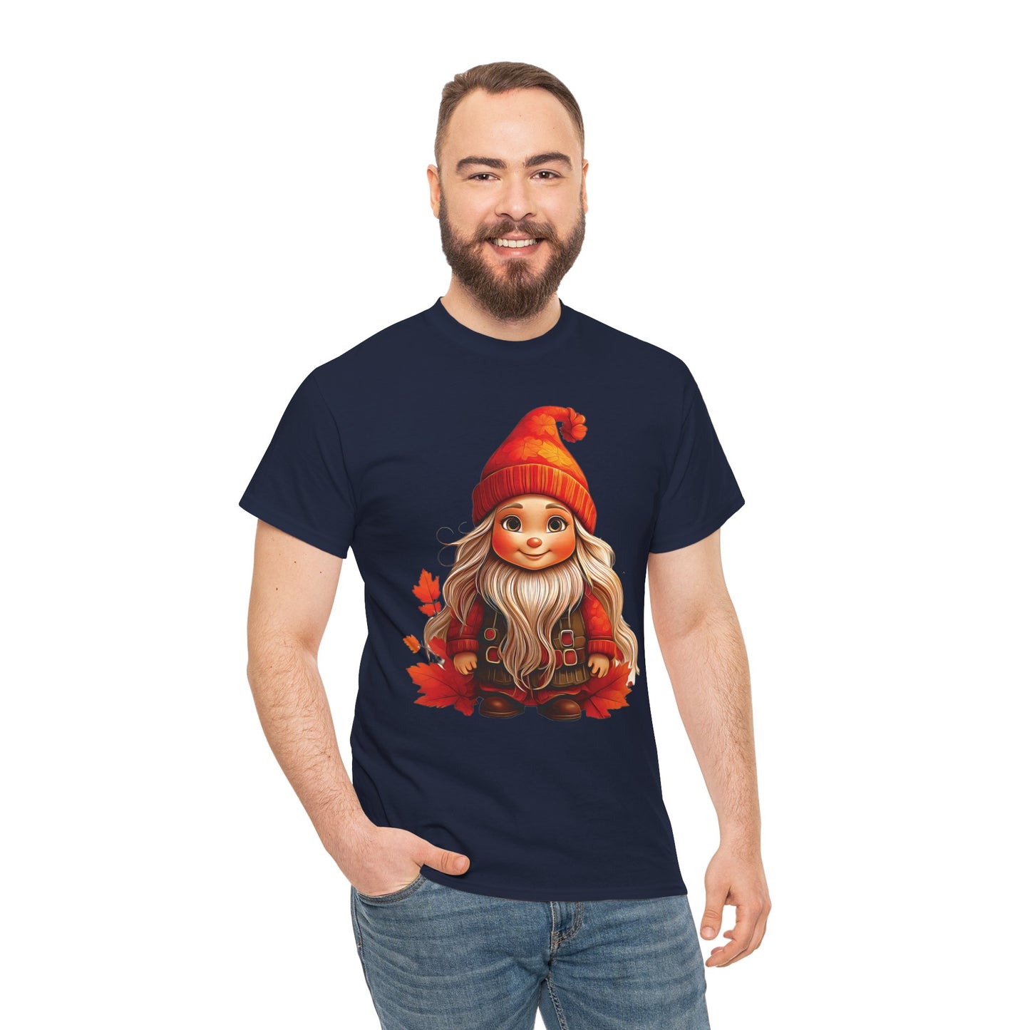 Autumn Gnome Magic – Cozy Whimsy in Every Leaf - Autumn-Themed Gnome Tee, Cozy Fall Shirt, Seasonal Apparel for Halloween, Thanksgiving, and Everyday Wear