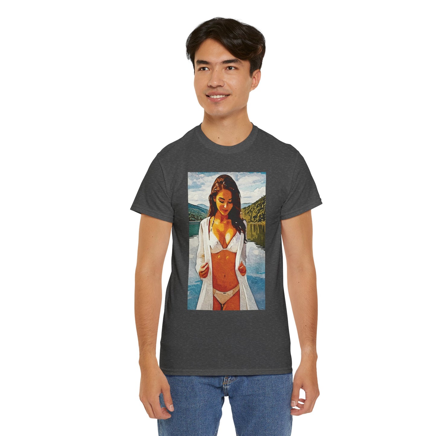 Beauty at the Lake — Sunlit Serenity for Casual Wear, Posters & Canvas - Summer Vibes Unisex Heavy Cotton Tee - Fun T-Shirt for Beach Lovers, Cute Casual Wear, Vacation Outfits, Graphic Tee for Parties, [...]