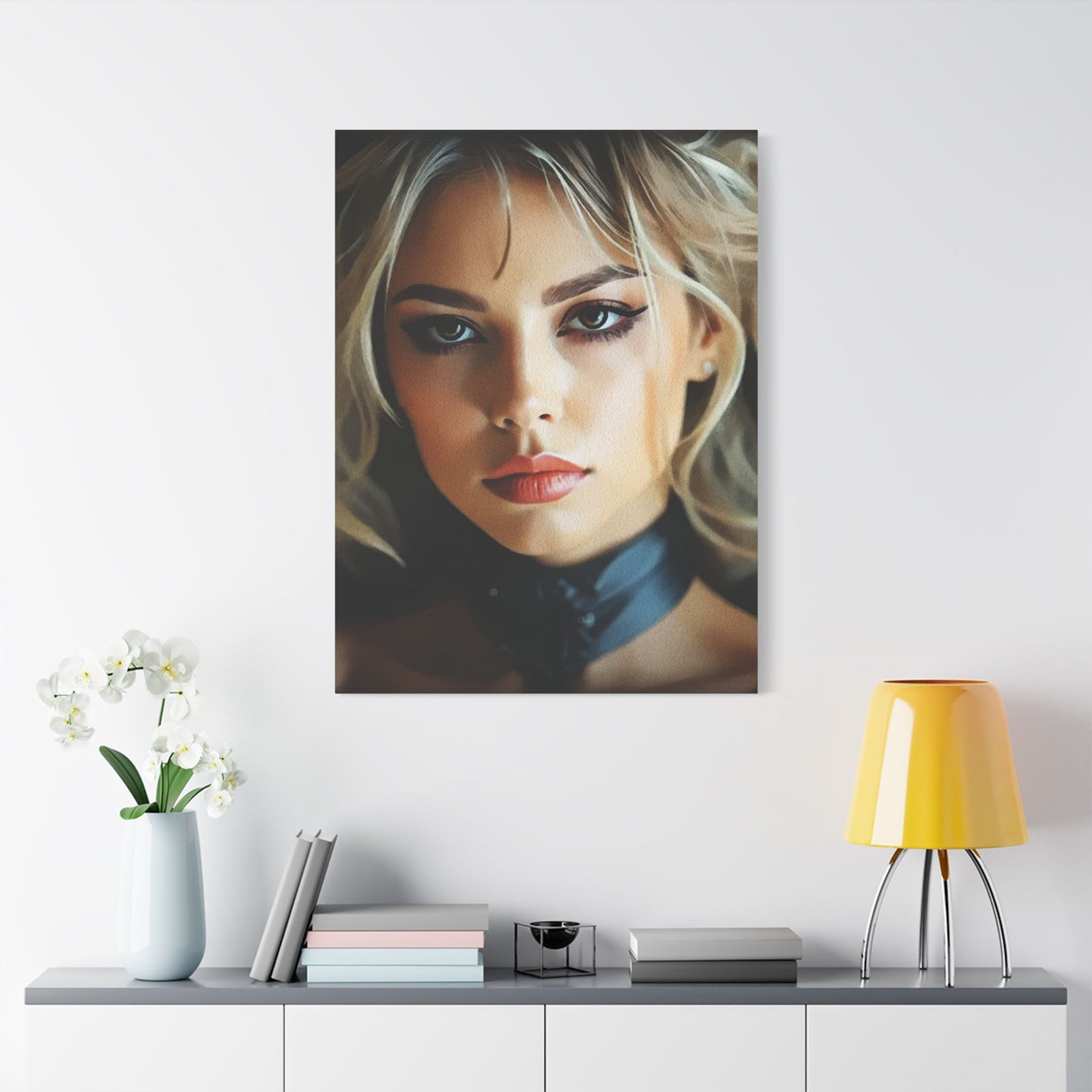 Golden Whispers – Flowing Hair Elegance for Inspired Spaces - Stretched Satin Canvas Art Print, Elegant Wall Décor, Modern Home Accent, Gift for Art Lovers, Portrait Artwork