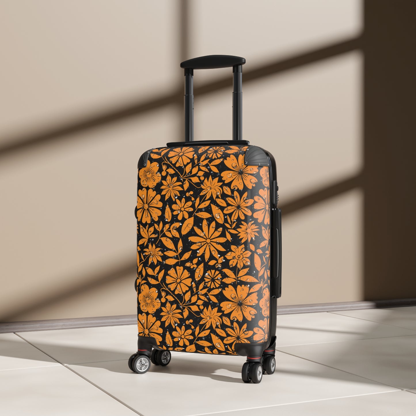 Orange Flower Design Suitcase