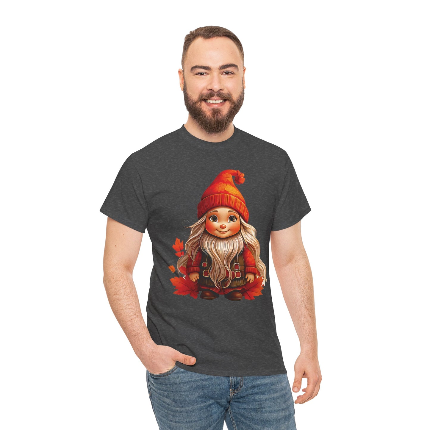 Autumn Gnome Magic – Cozy Whimsy in Every Leaf - Autumn-Themed Gnome Tee, Cozy Fall Shirt, Seasonal Apparel for Halloween, Thanksgiving, and Everyday Wear