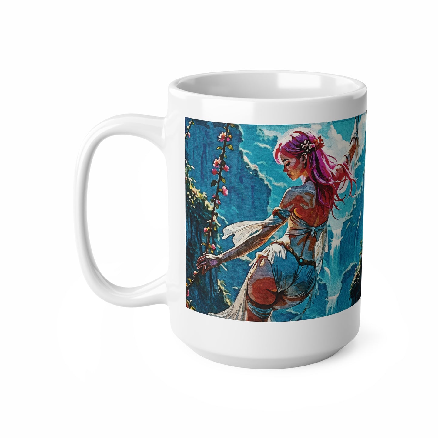 Blossom Beyond – Where Fantasy Blooms and Courage Flows 🌸🌄 - Ceramic Coffee Cups, 11oz, 15oz