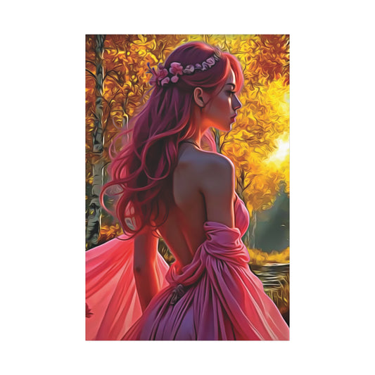 Beauty in Pink – Elegance Blossoms in Autumn Light - Stretched Canvas Art Piece, Elegant Home Decor, Wall Art, Modern Art Display, Gift for Art Lovers, Perfect for Any Occasion