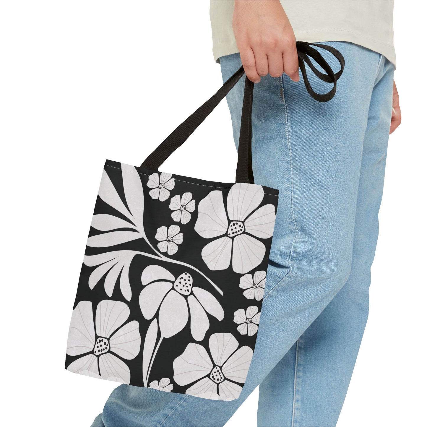 Boho Flowers Tote Bag - Retro Vintage Style