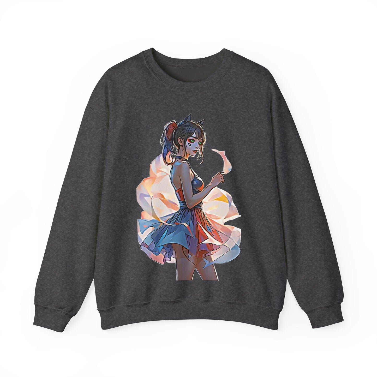 ✨Moonlit Grace: Anime Catgirl Aura for Casual Wear, Posters, Mugs and much more - Artistic Unisex Crewneck Sweatshirt | Cozy Graphic Sweater, Comfortable Hoodie, Fall Apparel, Anime-Inspired Gift, Casual Chic Fashion