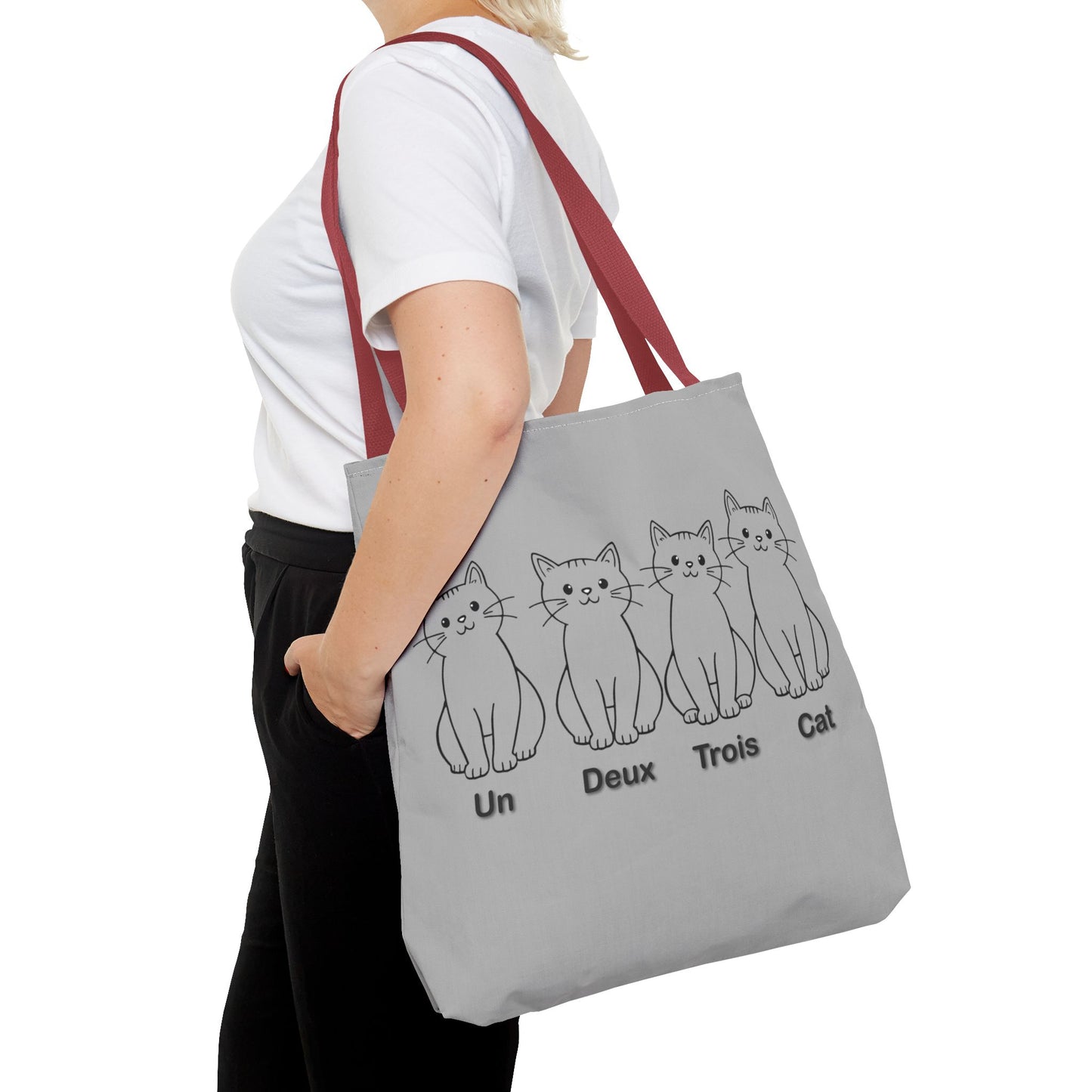 Funny Cat Tote Bag - Un Deux Trois Cat Design - Cute Cat Lover Gift