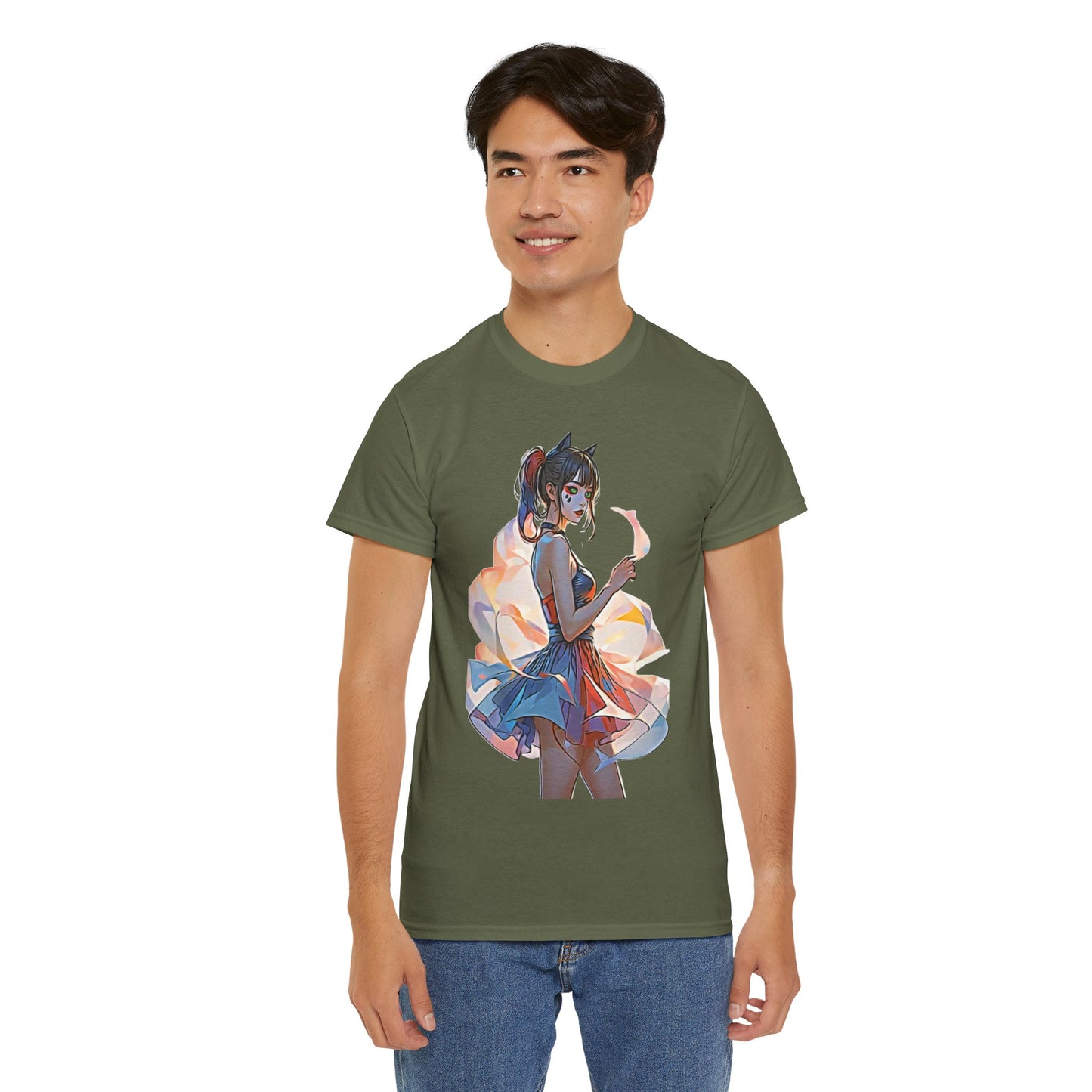 ✨Moonlit Grace: Anime Catgirl Aura for Casual Wear, Posters, Mugs and much more. - Artistic Cat Lady Tee, Cool Graphic Shirt for Animal Lovers, Ideal Gift for Birthdays & Cat Lovers, Casual Wear, Unisex Cotton Tee