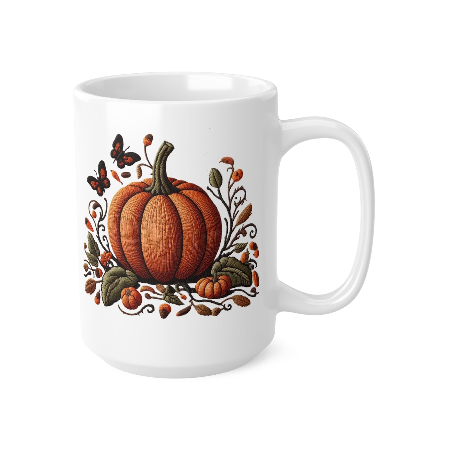 Pumpkin & Botanical Bliss – Autumn’s Cozy Charm 🎃🍂 - Autumn Pumpkin Coffee Mug, Perfect Fall Gift for Pumpkin Lovers, Cozy Vibes, Seasonal Home Decor, Warm Beverage Container