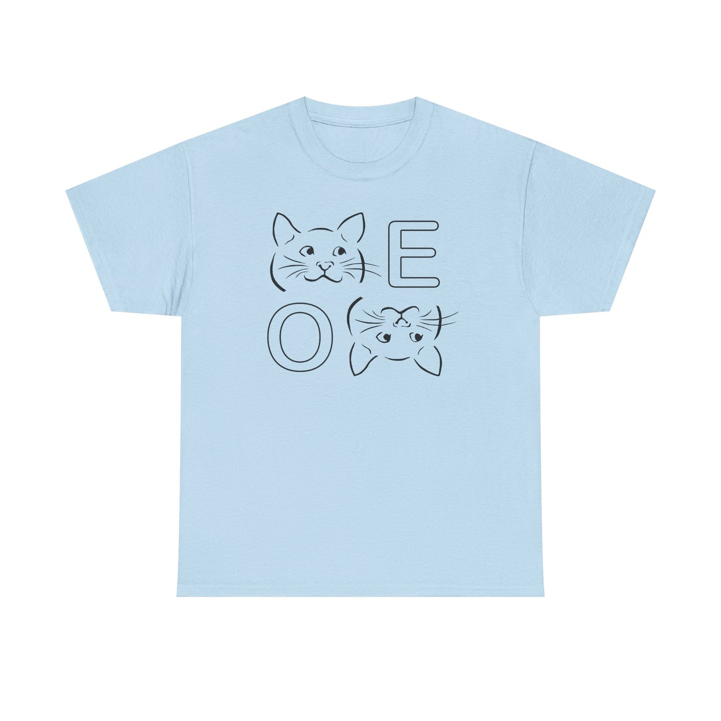 " MEOW" Cute Cat Faces Unisex Heavy Cotton Tee - Perfect for Cat Lovers