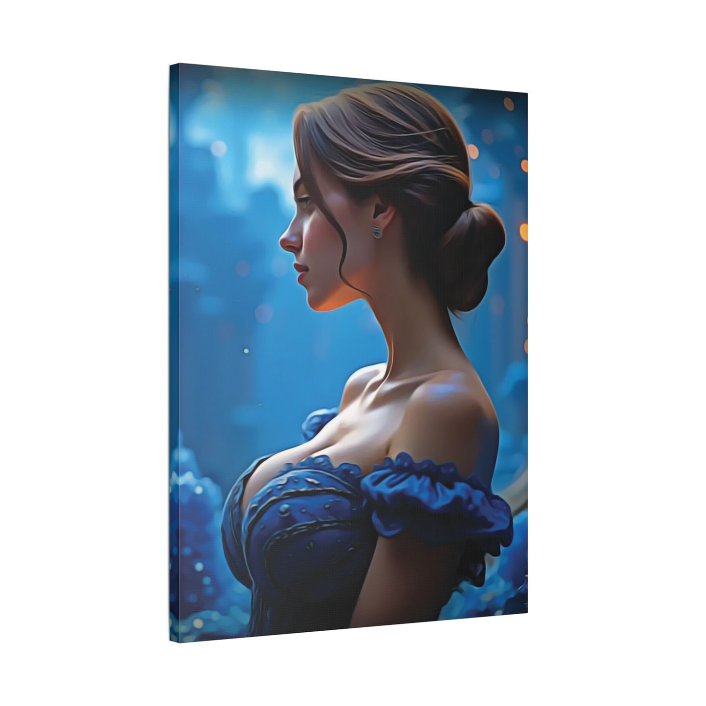 "Grace in Twilight: A Timeless Portrait of Strength, Elegance, and Inner Radiance" - Elegant Satin Canvas Wall Art, Home Decor, Art Print, Gift for Her, Wall Decoration, Whimsical Art