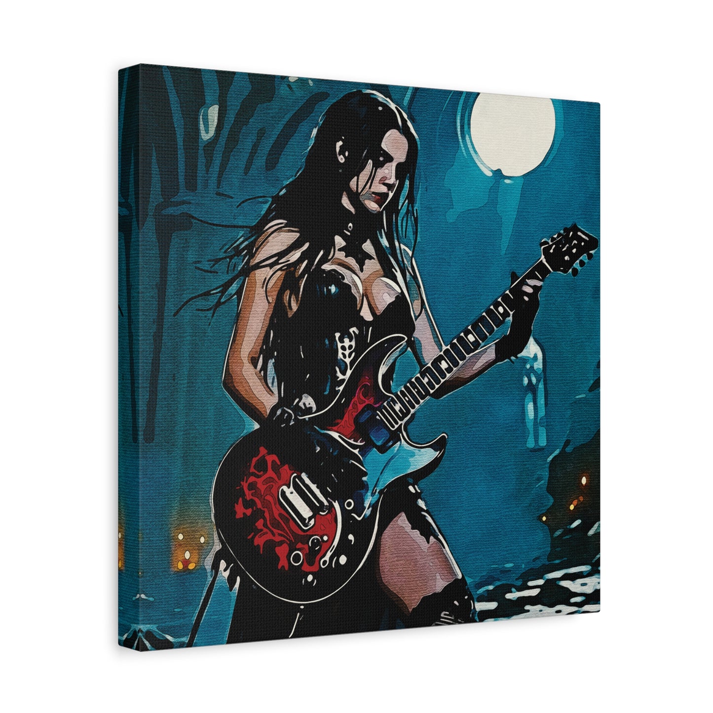 Midnight Riff: Power, Passion, and Gothic Pulse - Gothic Rocker Canvas Art, Edgy Wall Decor, Music Lover Gift, Unique Home Accent, Studio Wall Art