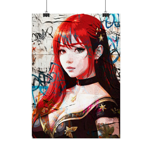Edgy Street Art Poster featuring "Bold Beautiful Readhead" - Pop Art