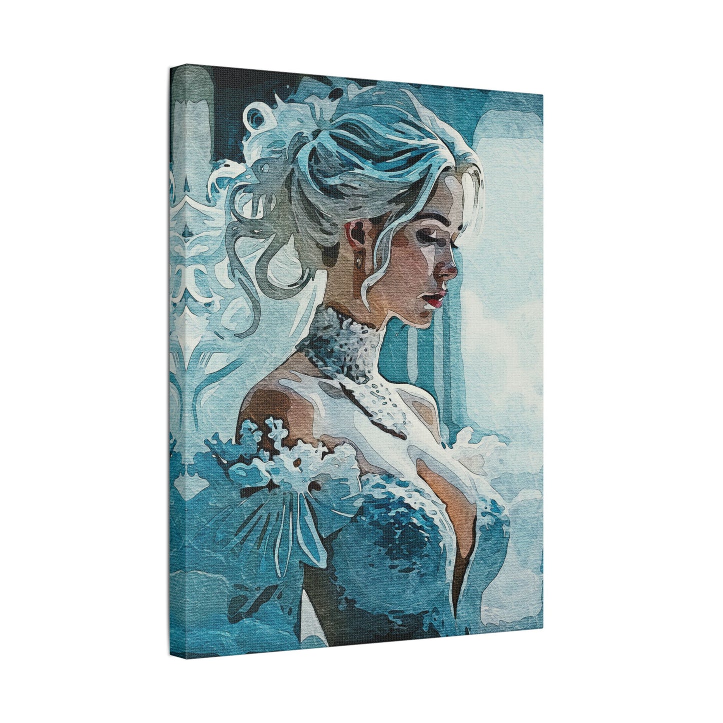 Radiant Empowerment – Elegance That Commands Light ⚡👑 - Elegant Satin Canvas Wall Art, Perfect for Home Decor, Bridal Shower Gift, Wedding Decor, Blue Toned Artwork