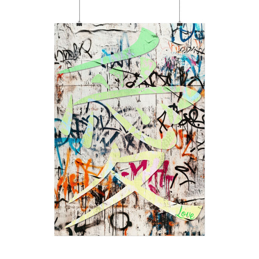 Graffiti Art Poster - Vibrant 'Kanji Love' Wall Decor
