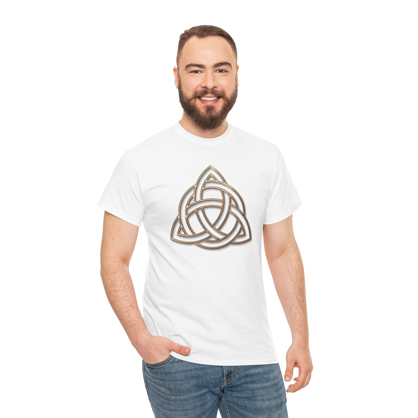 Triquetra, Celtic Trinity Knot, [Large Symbol] Unisex Heavy Cotton Tee - Soft & Durable T-Shirt for Everyday Wear