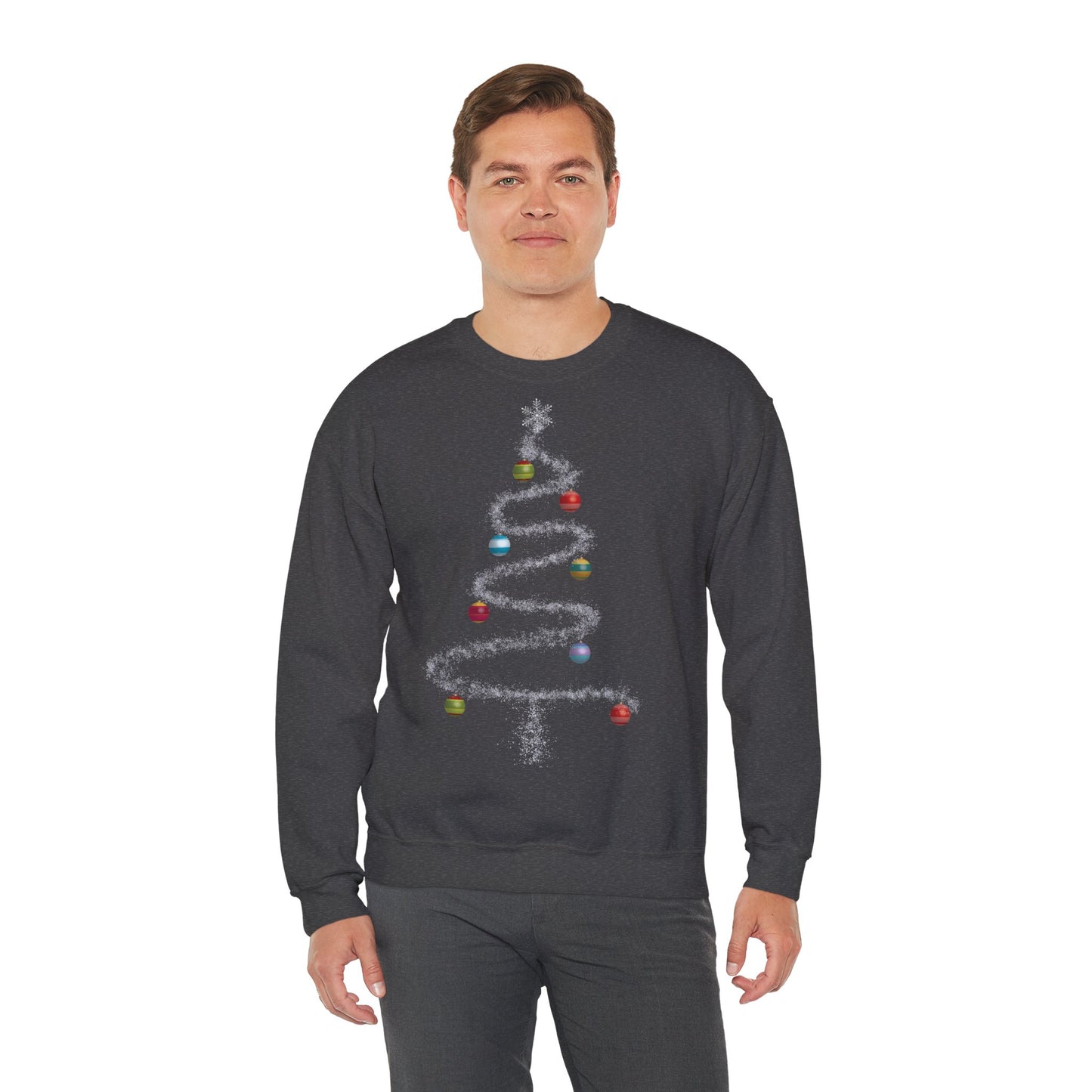 Cosmic Christmas: Where Stardust Dreams Become Holiday Magic - Christmas Tree Sweatshirt - Cozy Unisex Crewneck for Holiday Cheer