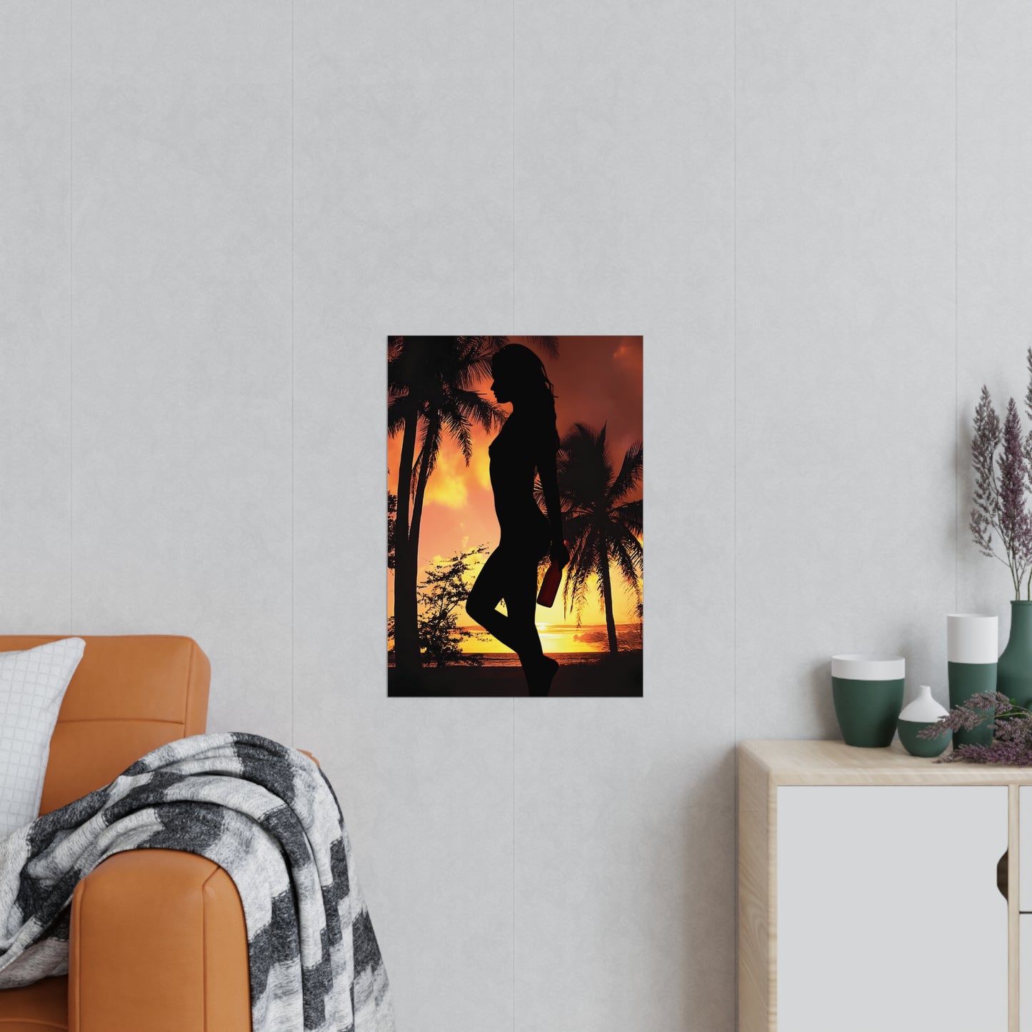 Sunset Silhouette Art Prints | Wall Decor, Home Decor, Gift Idea, Tropical Style, Beach Theme