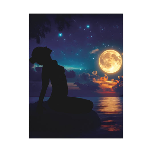 Moonlight Reflections – Serenity in Every Shadow 🌕✨ - Dreamy Night Sky Matte Poster, Celestial Wall Art, Relaxing Home Decor, Gift for Art Lovers, Boho Room Decor