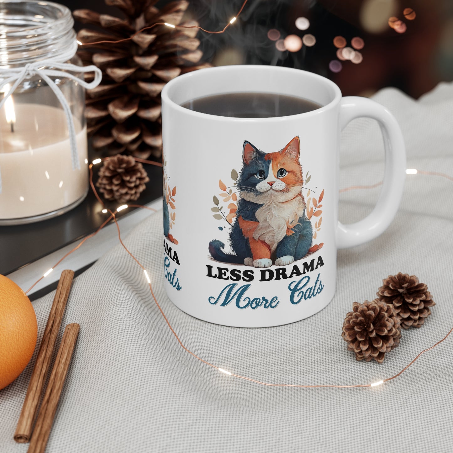 Less Drama, More Cats – Purrfect Peace in Style 🐾✨ - Fun Cat-Themed Coffee Mug, Less Drama More Cats - Perfect for Cat Lovers, Gift for Pet Owners, Animal Lover's Present, Coffee Lovers' Mug