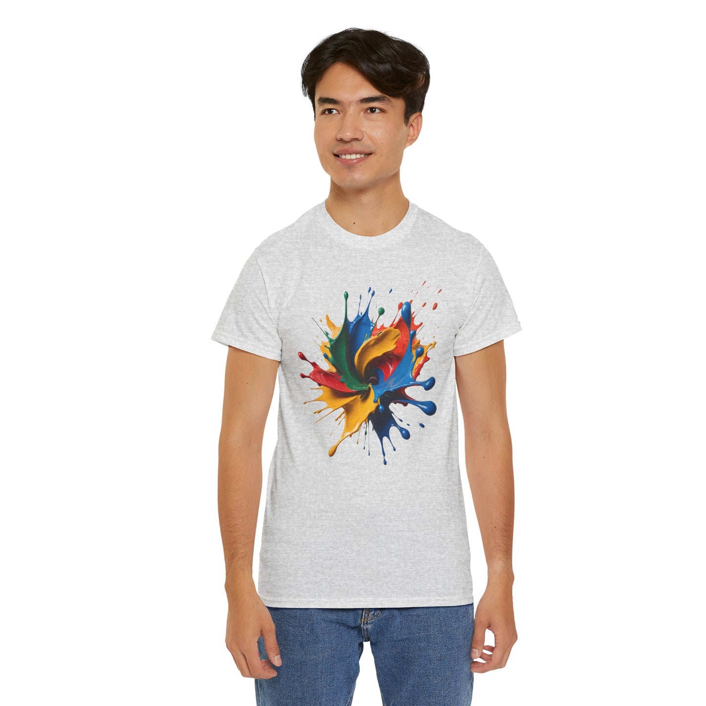 "Oops!" Color Splash Energy – Wear the Art, Feel the Vibe - Colorful Splash Art Unisex Heavy Cotton Tee | Vibrant Graphic T-Shirt, Casual Wear, Gift for Art Lovers, Color Run, Festival Outfit