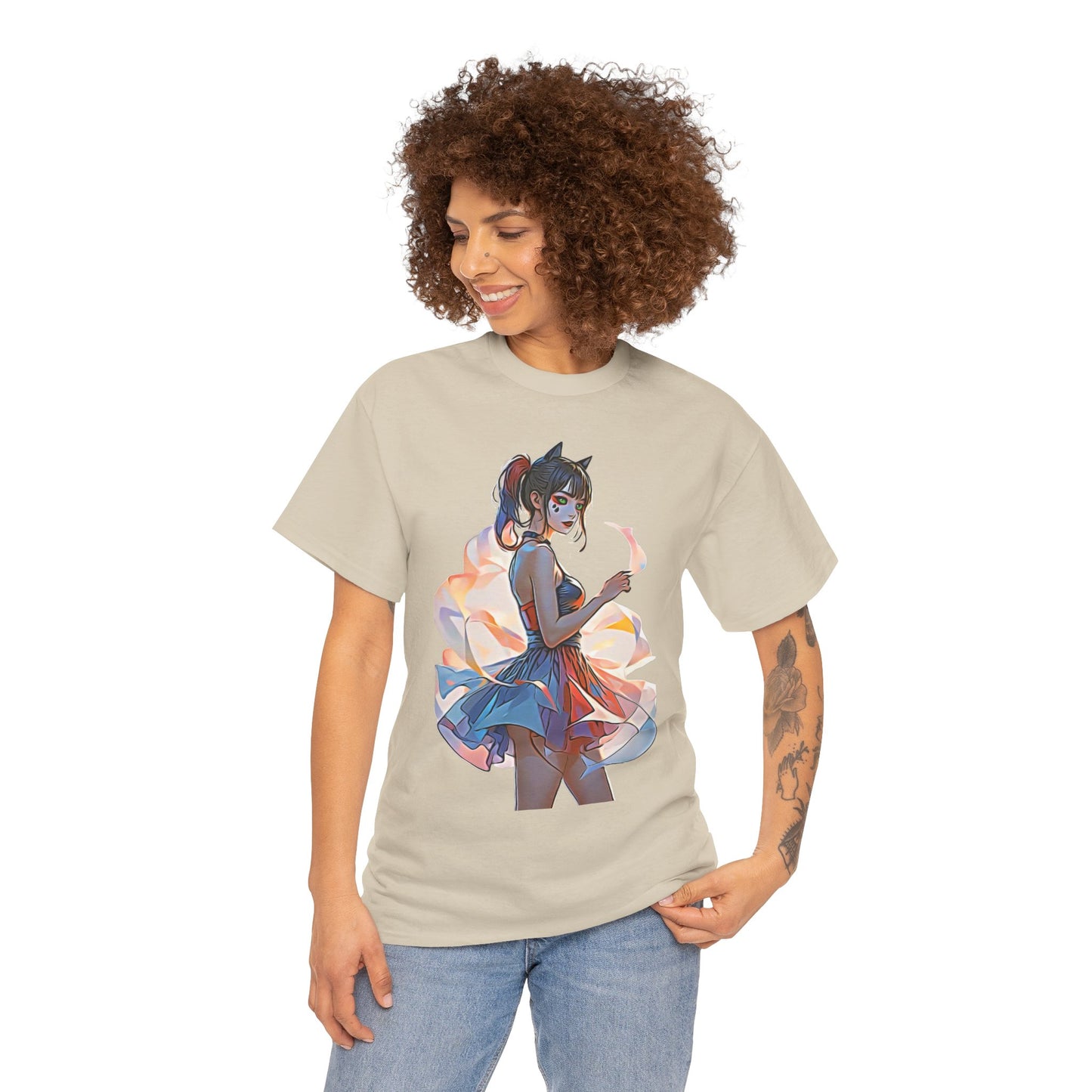 ✨Moonlit Grace: Anime Catgirl Aura for Casual Wear, Posters, Mugs and much more. - Artistic Cat Lady Tee, Cool Graphic Shirt for Animal Lovers, Ideal Gift for Birthdays & Cat Lovers, Casual Wear, Unisex Cotton Tee