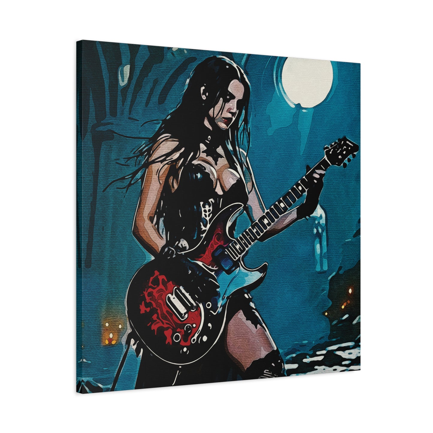 Midnight Riff: Power, Passion, and Gothic Pulse - Gothic Rocker Canvas Art, Edgy Wall Decor, Music Lover Gift, Unique Home Accent, Studio Wall Art