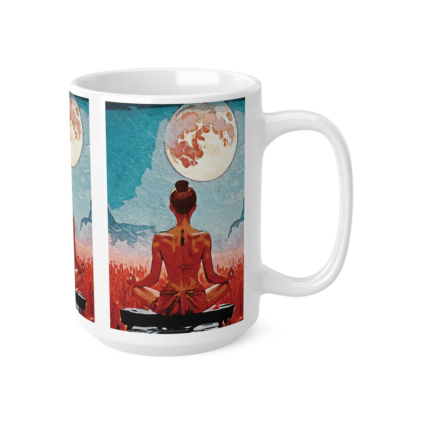 ✨Serenity Under the Full Moon - Serene Buddha Coffee Cup, Meditation Mug, Mindfulness Gift, Relaxing Tea Cup, Yoga Lover's Mug, Moonlit Serenity