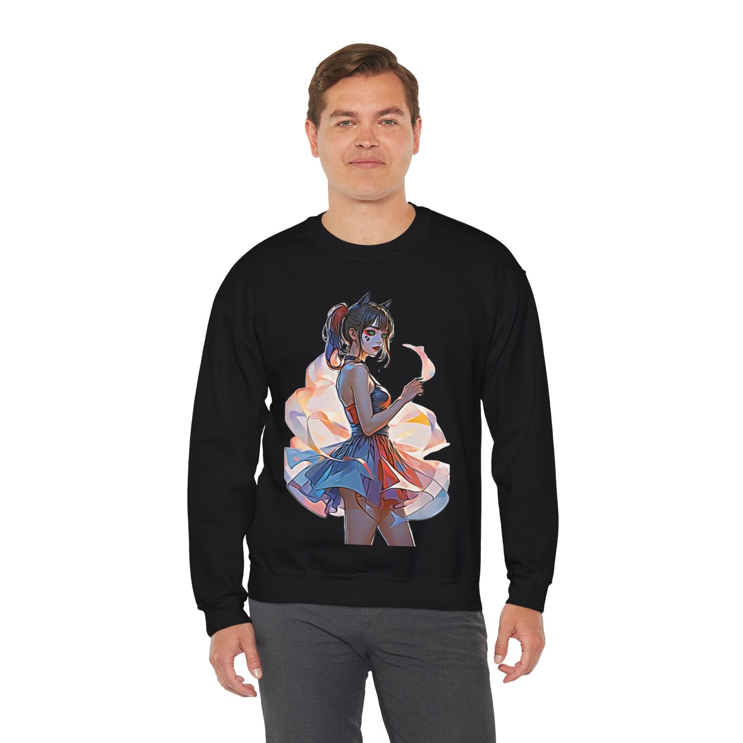 ✨Moonlit Grace: Anime Catgirl Aura for Casual Wear, Posters, Mugs and much more - Artistic Unisex Crewneck Sweatshirt | Cozy Graphic Sweater, Comfortable Hoodie, Fall Apparel, Anime-Inspired Gift, Casual Chic Fashion