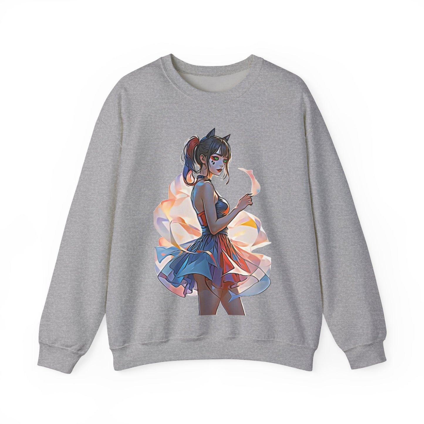 ✨Moonlit Grace: Anime Catgirl Aura for Casual Wear, Posters, Mugs and much more - Artistic Unisex Crewneck Sweatshirt | Cozy Graphic Sweater, Comfortable Hoodie, Fall Apparel, Anime-Inspired Gift, Casual Chic Fashion