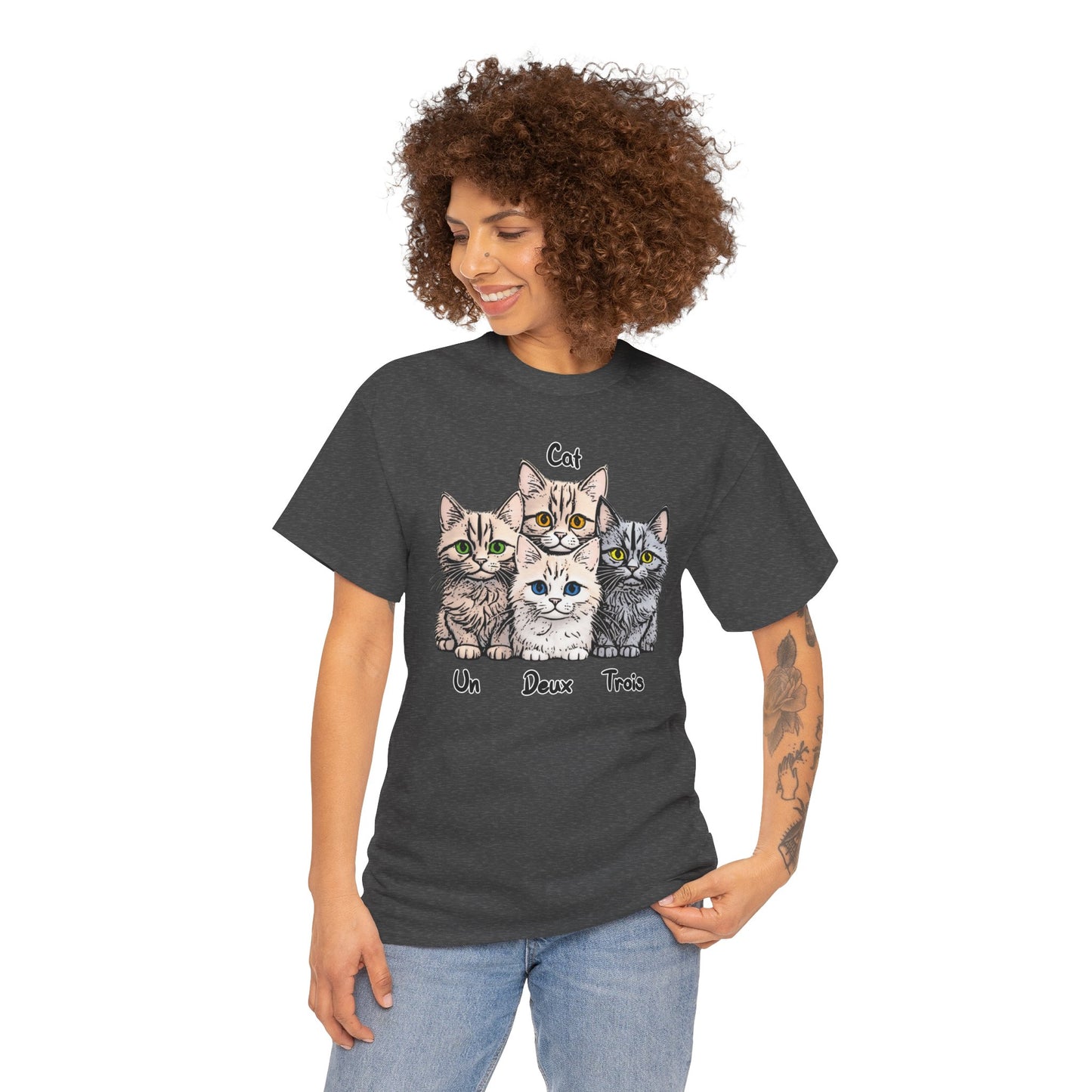 Un, Deux, Trois, Cat: Purrfect Counting Cuteness - Adorable Cat Trio Unisex Heavy Cotton Tee, Cute Cat Shirt, Animal Lover Gift, Pet Lover Apparel, Fun Gift for Cat Owners, Comfy [...]
