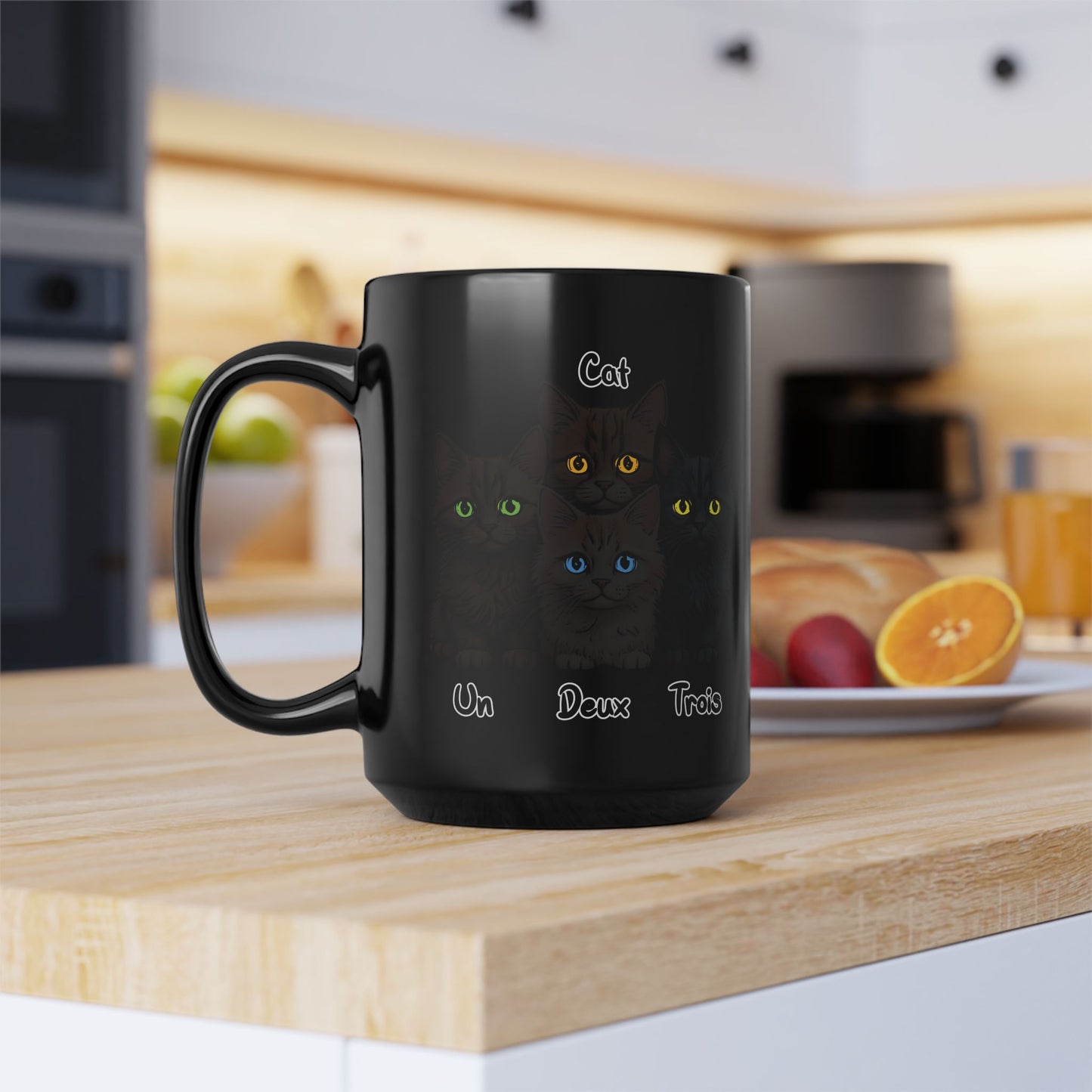 Un, Deux, Trois, Cat (Black Edition): Purrfect Counting Cuteness - Cute Black Cat Mug, Perfect Gift for Cat Lovers, Unique Coffee Cup, Pet Themed Drinkware, Gift for Cat Moms and Dads, Cat Adoption Awareness