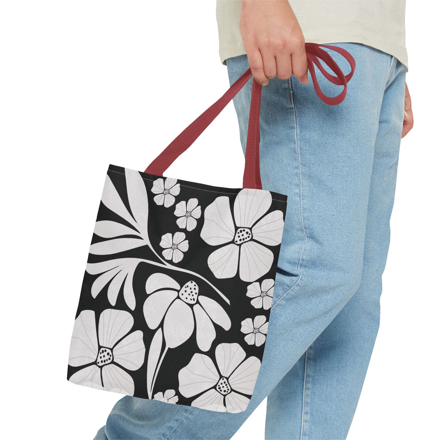 Boho Flowers Tote Bag - Retro Vintage Style