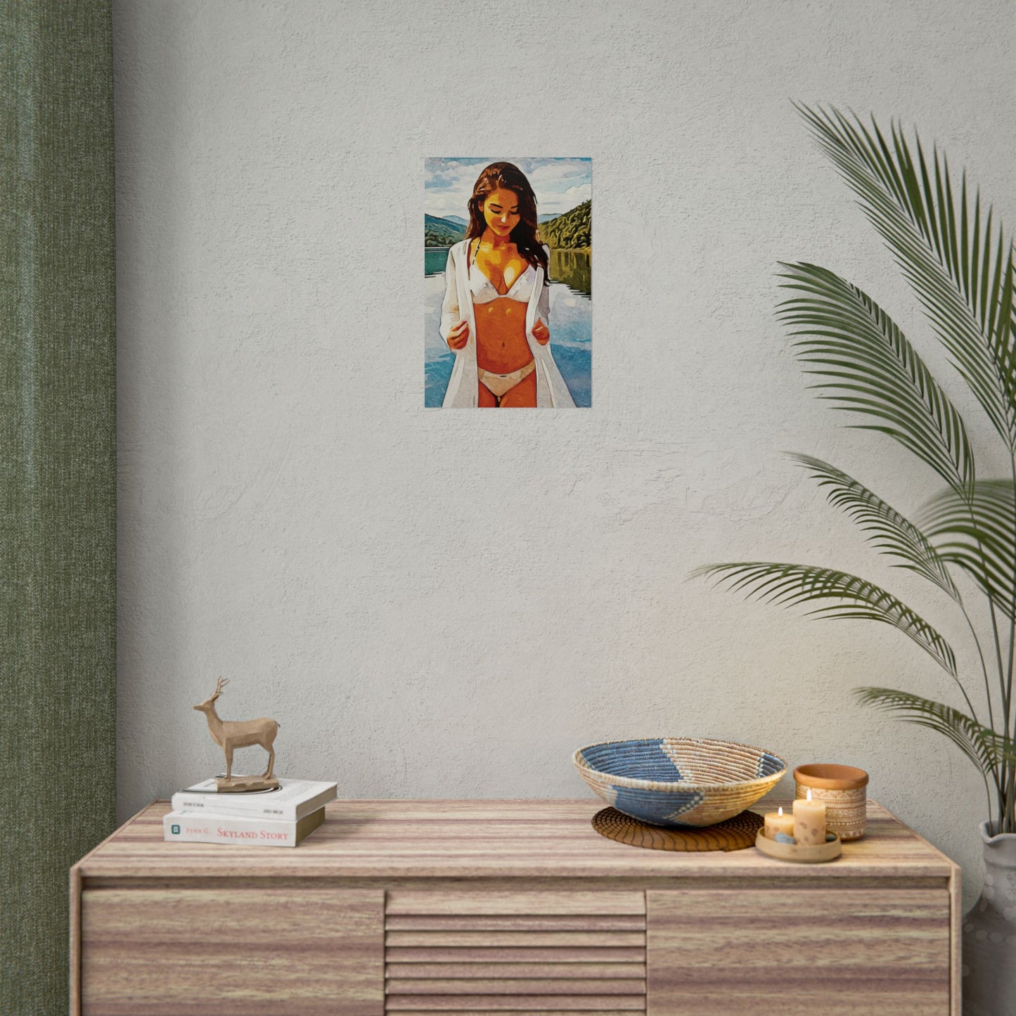 Beauty at the Lake — Sunlit Serenity for Canvas - Beach Vibe Rolled Poster, Summer Wall Art, Aesthetic Home Decor, Ocean Print, Ideal Gift for Beach Lovers