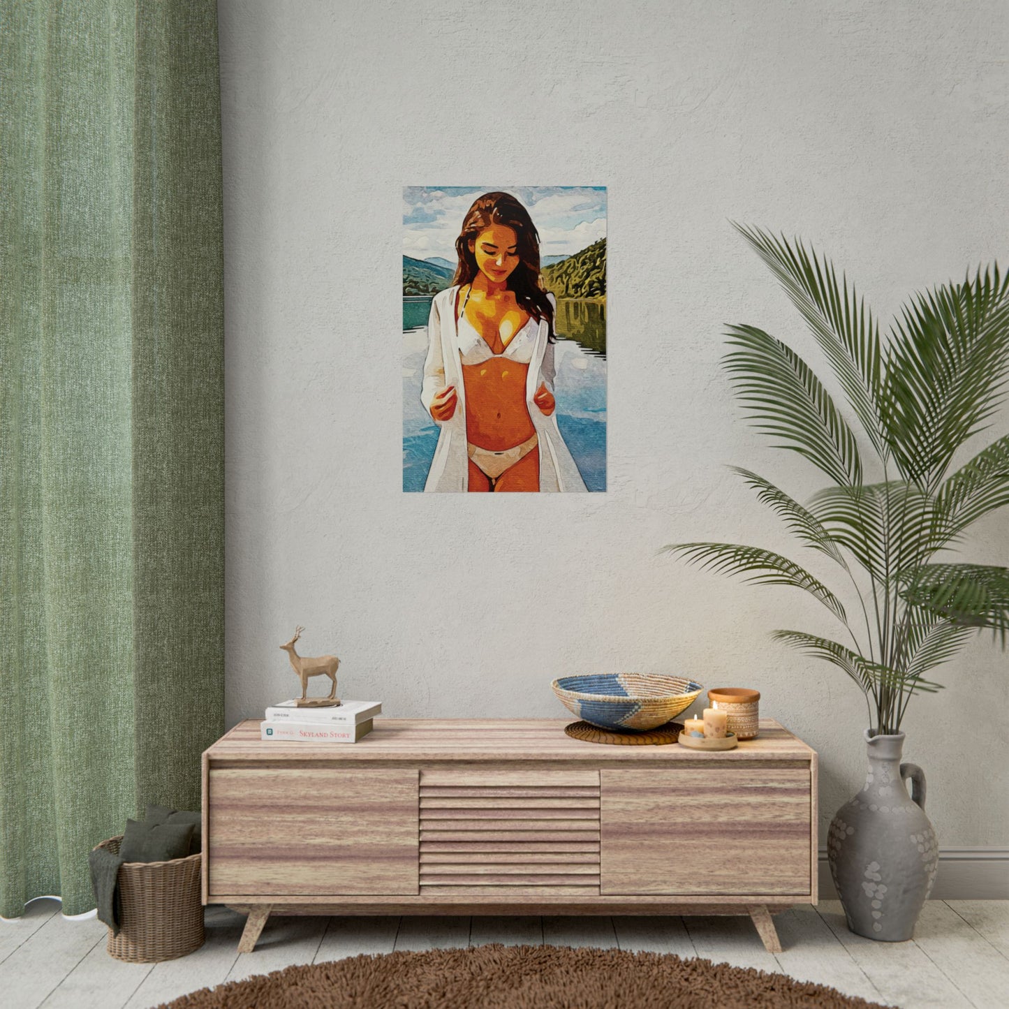 Beauty at the Lake — Sunlit Serenity for Canvas - Beach Vibe Rolled Poster, Summer Wall Art, Aesthetic Home Decor, Ocean Print, Ideal Gift for Beach Lovers