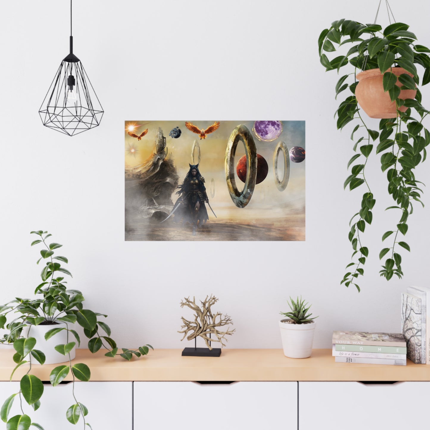 'Warrior Pricess on Alien Planet' - Matte Poster - Cosmic Warrior Art for Home Decor