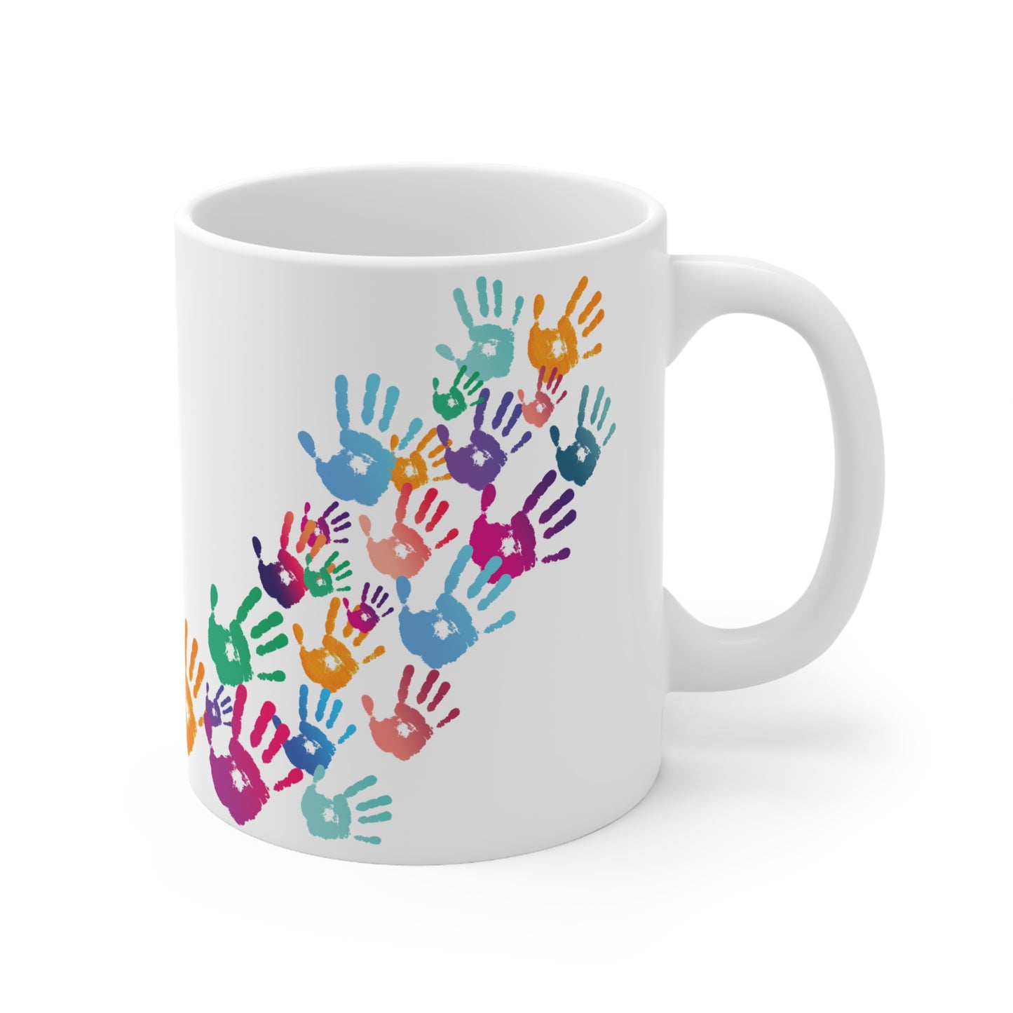 Coffee Cups - Colorful Handprints Art Design