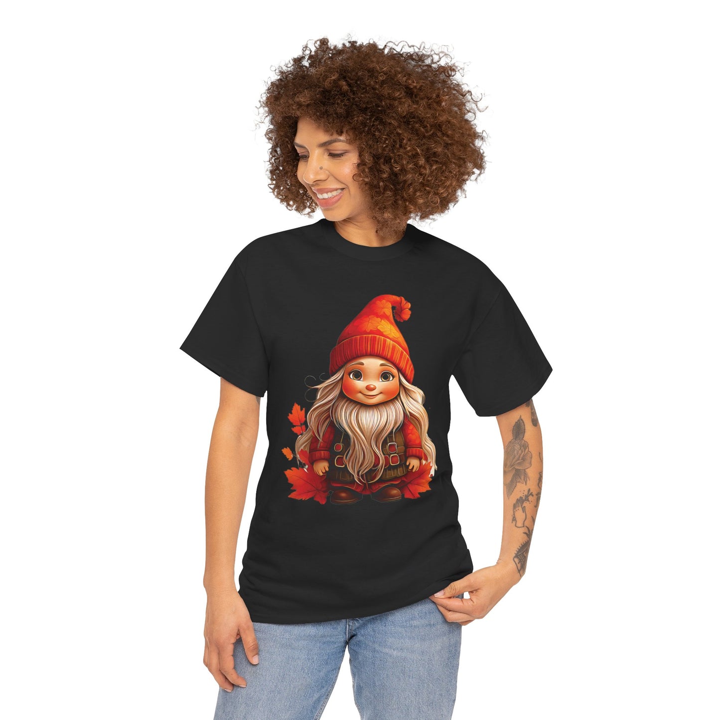 Autumn Gnome Magic – Cozy Whimsy in Every Leaf - Autumn-Themed Gnome Tee, Cozy Fall Shirt, Seasonal Apparel for Halloween, Thanksgiving, and Everyday Wear