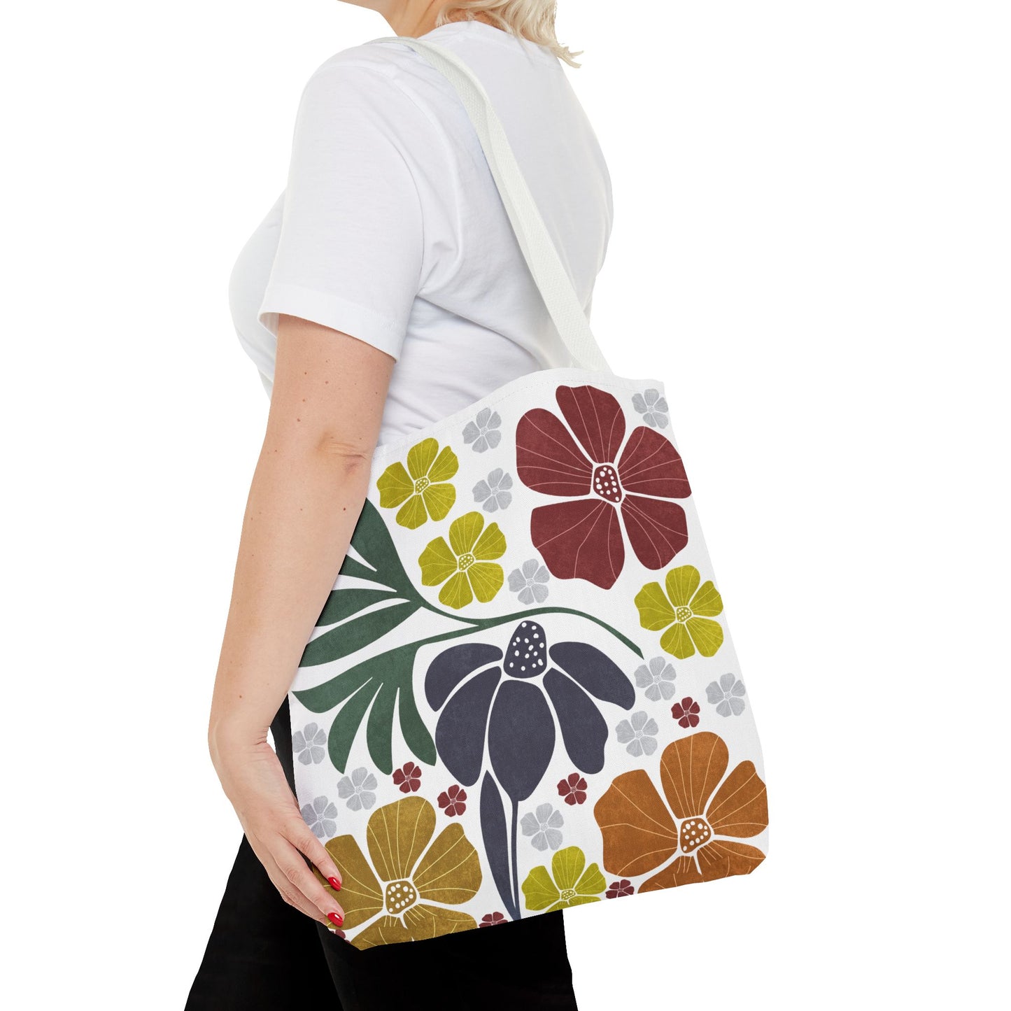 Boho Flowers Tote Bag - Retro Vintage Style