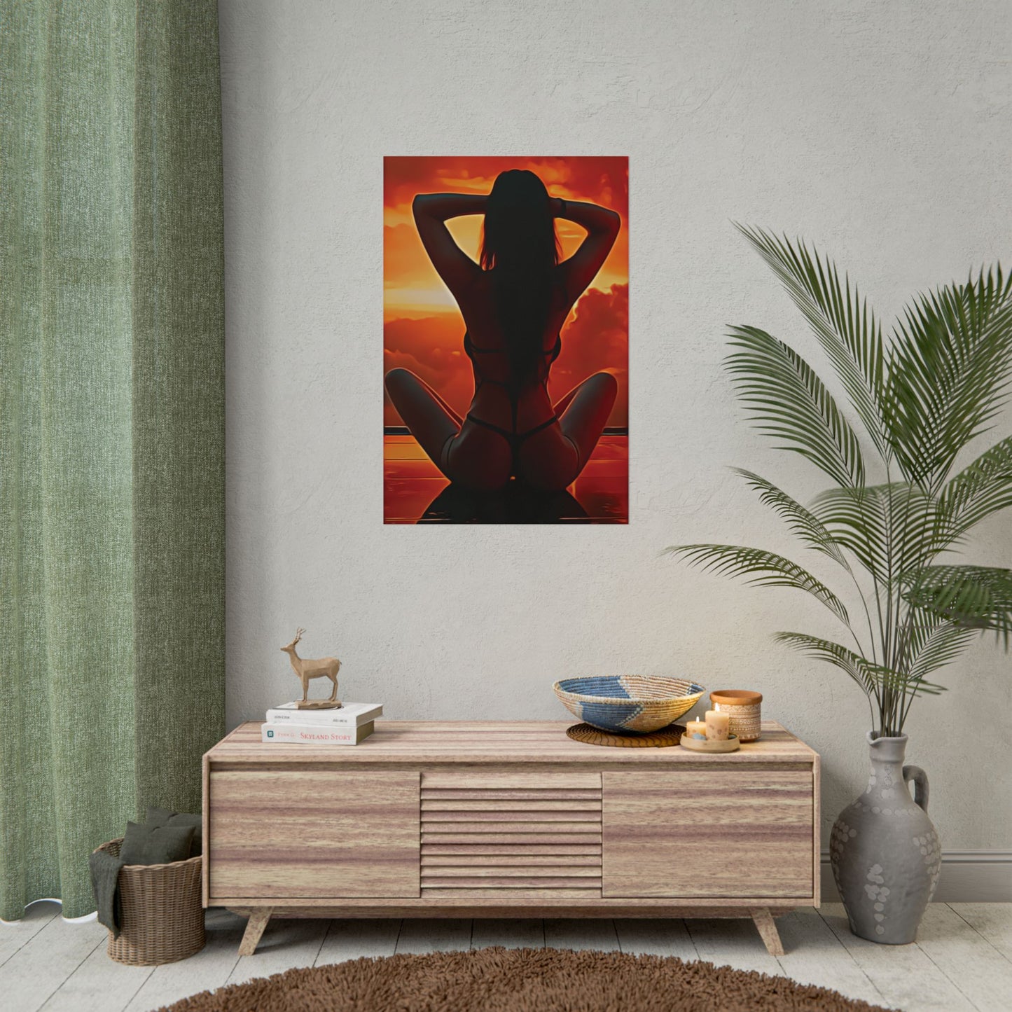 Golden Hour Serenity – Empowering Sunset Silhouette Inspiring Calm, Strength and Inner Freedom - Sensual Art Prints, Wall Decor, Bedroom Aesthetic, Gift for Her, Unique Home Decoration