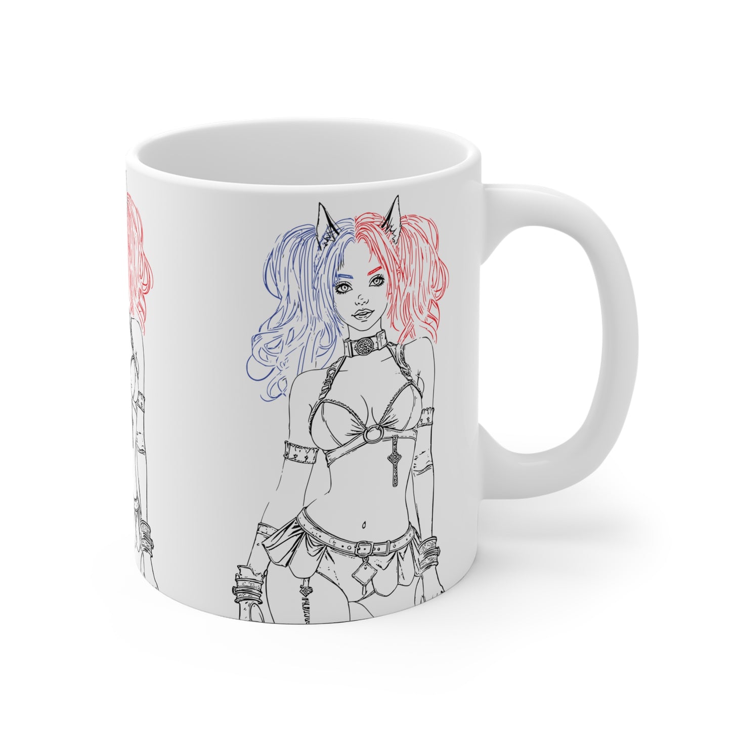 Ainime Catgirl Inspired Ceramic Mug, Cute Coffee Cup, Unique Gift for Comic Fans, Halloween, Birthday, Character Merchandise