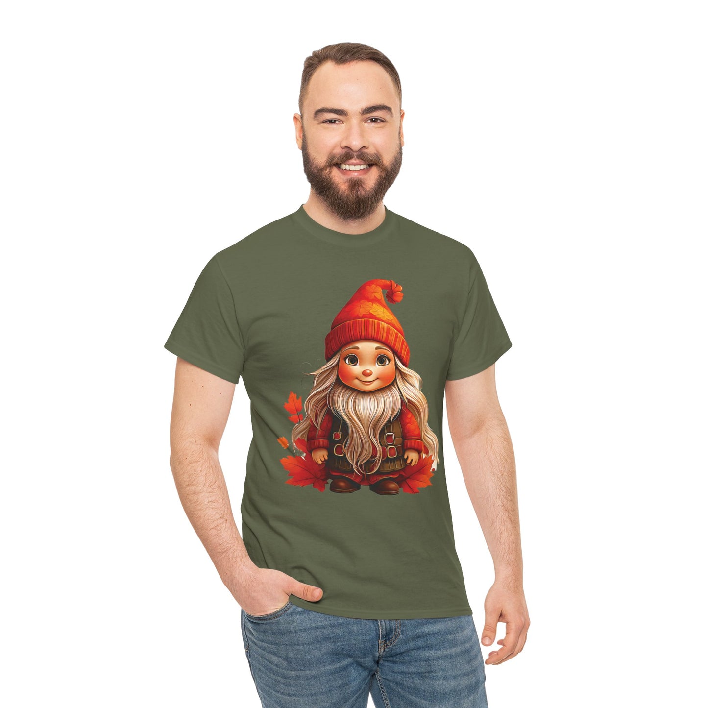 Autumn Gnome Magic – Cozy Whimsy in Every Leaf - Autumn-Themed Gnome Tee, Cozy Fall Shirt, Seasonal Apparel for Halloween, Thanksgiving, and Everyday Wear