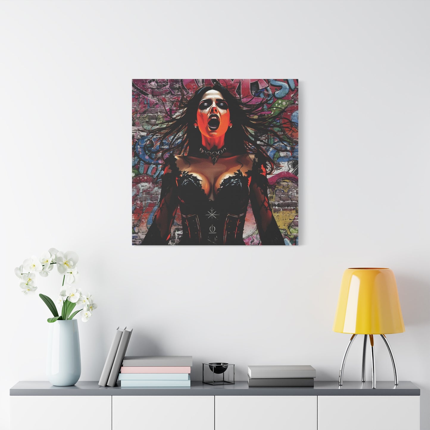 - Gothic Wall Art Canvas, Stretched Canvas Print, Dark Artwork for Home Decor, Unique Gift for Halloween, Stylish Living Room Decor