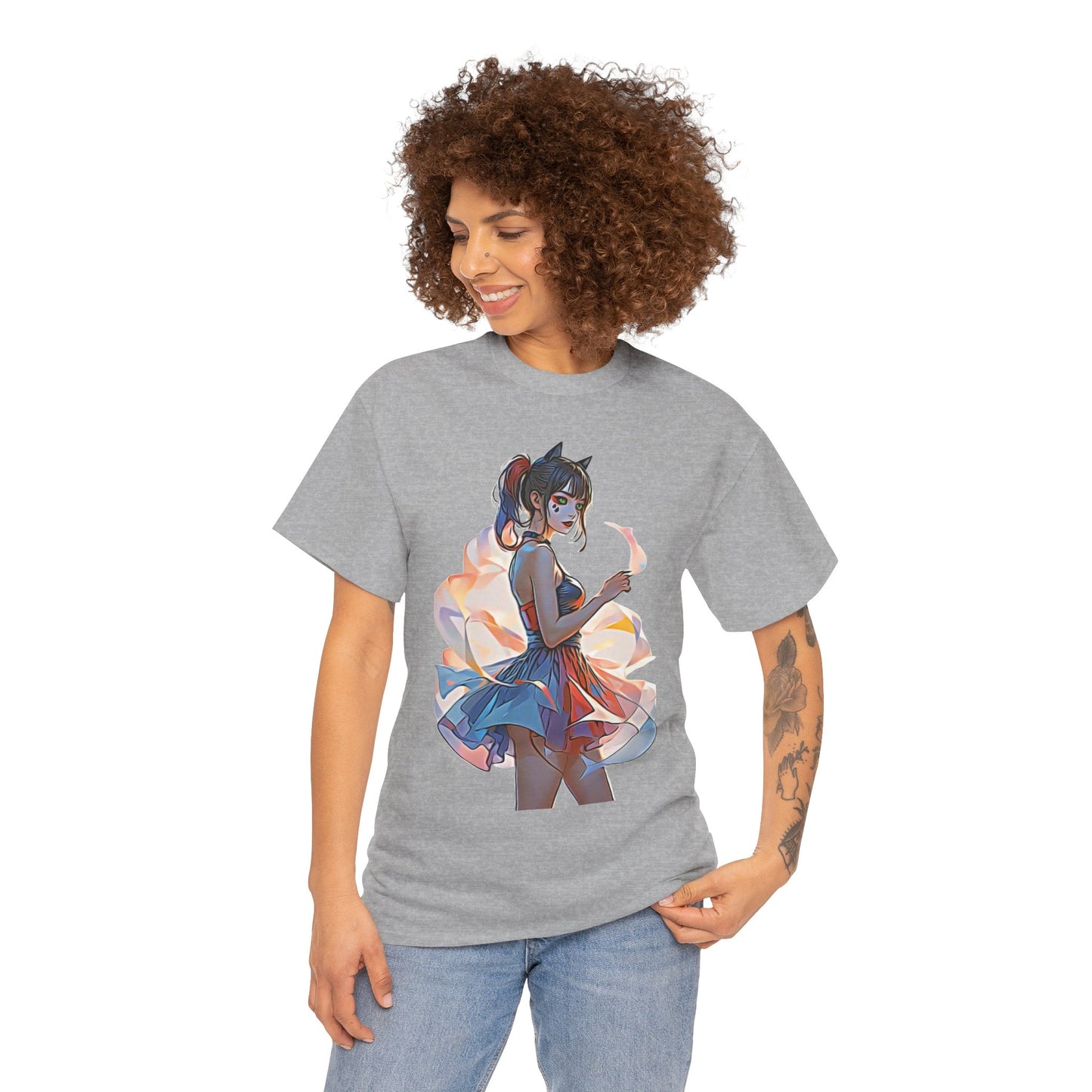 ✨Moonlit Grace: Anime Catgirl Aura for Casual Wear, Posters, Mugs and much more. - Artistic Cat Lady Tee, Cool Graphic Shirt for Animal Lovers, Ideal Gift for Birthdays & Cat Lovers, Casual Wear, Unisex Cotton Tee