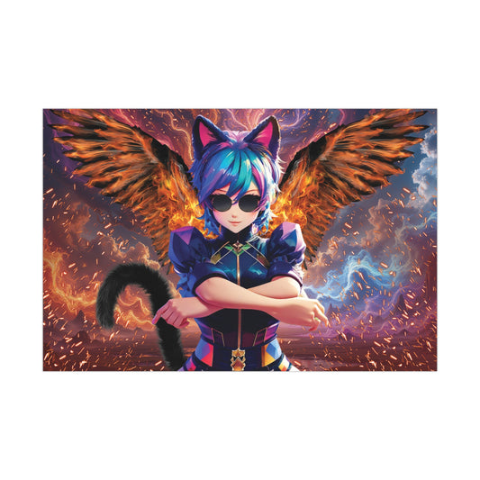 Poster Print: Celestial Firestarter - Frost & Flame Fantasy Art