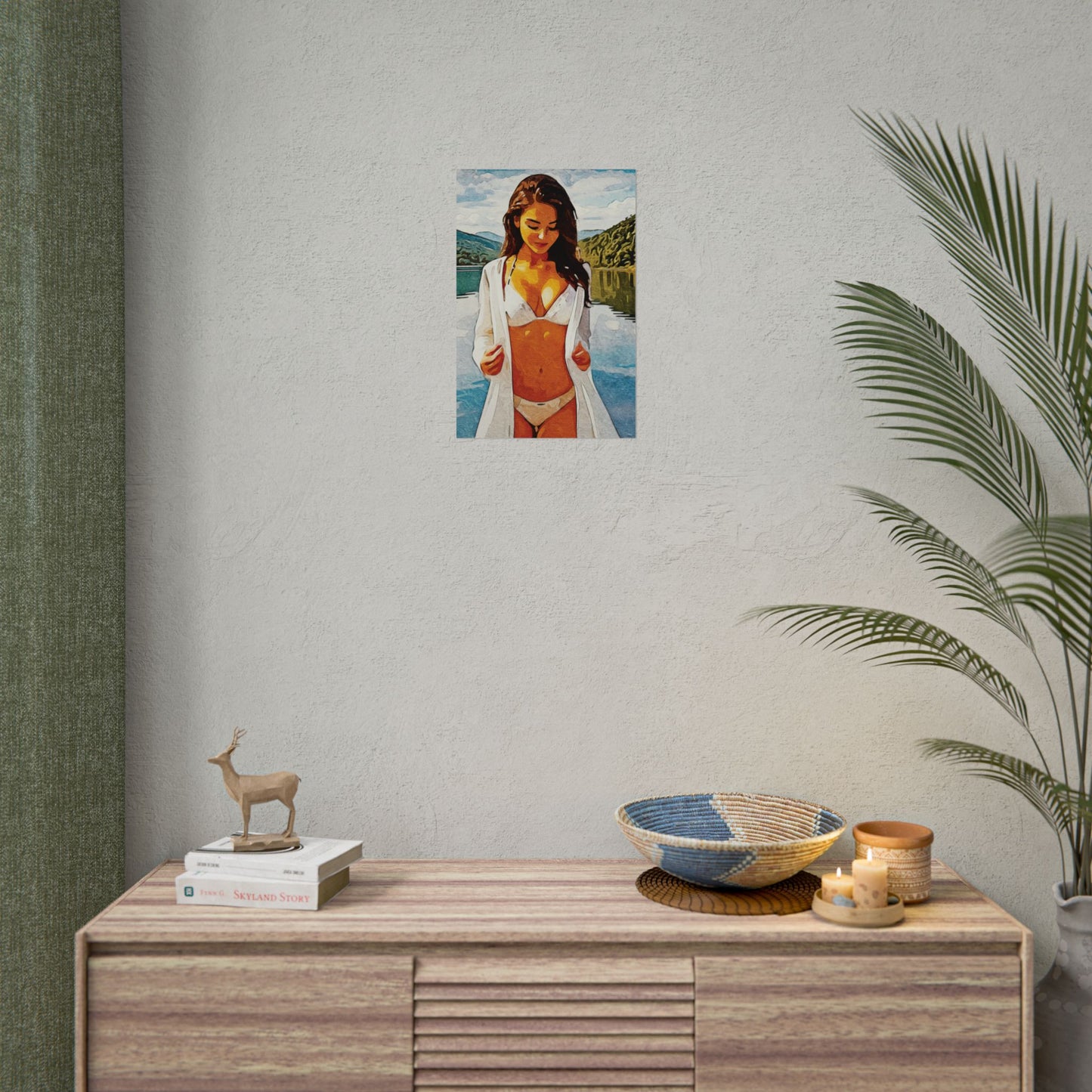 Beauty at the Lake — Sunlit Serenity for Canvas - Beach Vibe Rolled Poster, Summer Wall Art, Aesthetic Home Decor, Ocean Print, Ideal Gift for Beach Lovers
