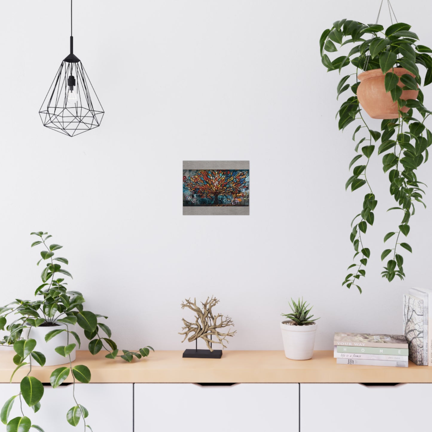 “Roots of Radiance: The Urban Tree of Infinite Expression” - Vibrant Tree Matte Poster, Home Decor, Wall Art, Gift for Nature Lovers, Modern Art Print